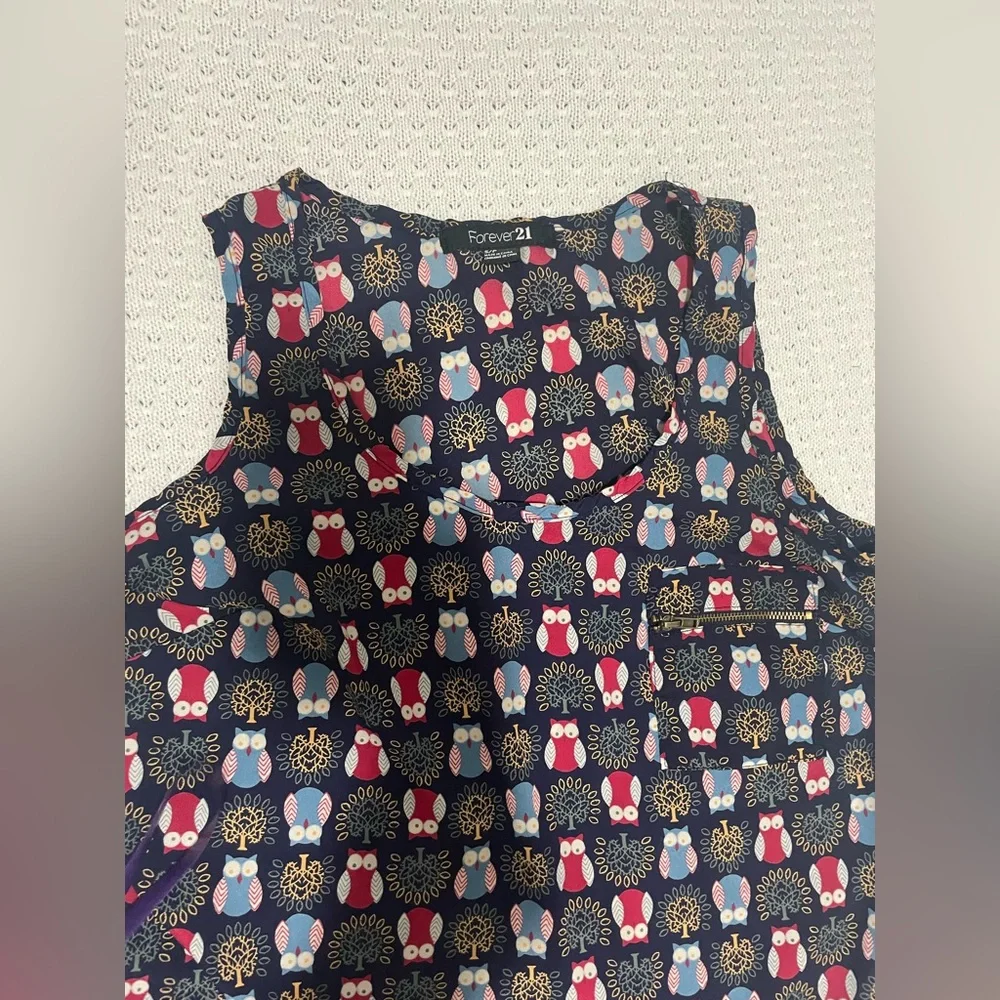 Forever 21 sleeveless owl print blouse - Picture 5 of 7